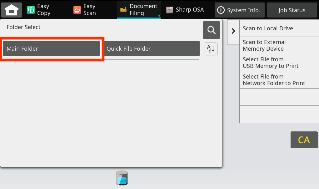 Tap Main Folder