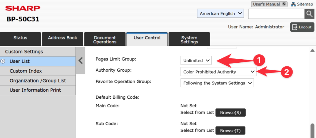 Sharp bp series user control limit and auth group 2 | platinum copier solutions How to Sharp Bp Series User Control Featured Image